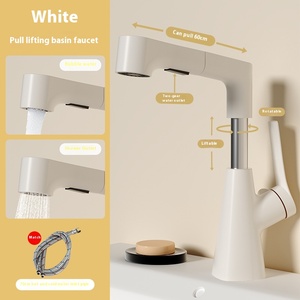 Robinet <span class=keywords><strong>de</strong></span> lavabo monotrou noir ZEPENG style extractible chaud et froid mitigeur d'eau monté sur le pont - Product Image 6