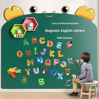 Autocollants muraux magnétiques éducatifs pour enfants, série d'animaux de dessin animé créatifs, éducation précoce, 26 lettres anglaises, PVC, caoutchouc souple