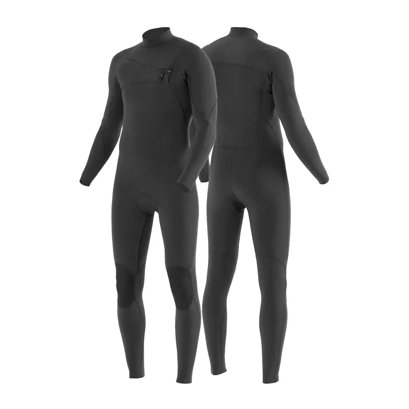 Wetsuit sörf 4/3MM 3/2MM SCR neopren Wetsuit erkekler mühürlü yüksek elastikiyet göğüs Zip tam takım