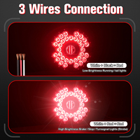 2 feux arrière ronds rouges à 36 LED de 7 pouces avec montage en surface à 4 trous pour camping-cars, camions, remorques, bus, fourgonnettes, 12V, étanches IP65