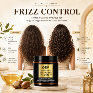 Masque capillaire réparateur intense à l'huile d'argan, vitamine B5, squalane et tréhalose pour des cheveux lisses et brillants - Fournisseur OEM ODM - Product Image 4