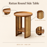 Japanischer Minimalistischer Moderner Bambus-Couchtisch mit Stauraum Rundes Design für Wohnzimmer und Heimbüro
