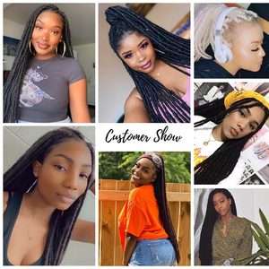 Cheveux au Crochet Faux Locs 24 Mèches Raides <span class=keywords><strong>Synthétiques</strong></span> Teints Façon Gipsy 18 Pouces, Extensions de Cheveux Double Tresse Machine Type <span class=keywords><strong>Dreadlocks</strong></span> - Product Image 5