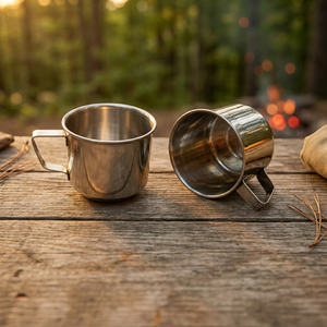 Stainless Steel Cylinder Mug With Handle Camping Drinkware Minimalist Design 250mL <b>Reusable</b> Metal <b>Cup</b> - Product Image 3