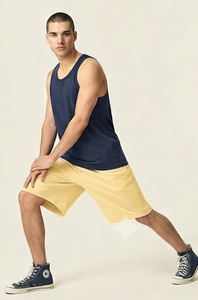 Pantalones Cortos Anchos de Lona de Alta Calidad para Hombre, Ecológicos, Transpirables, Antiarrugas, de Cintura Media con Cordón Ajustable, Color Amarillo - Product Image 2