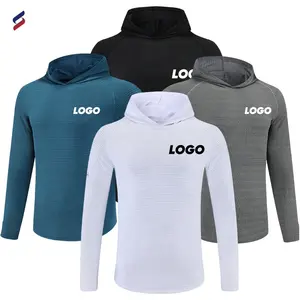 Grosir Hoodie Pullover spandeks poliester uniseks Logo kustom Hoodie pria polos hitam olahraga Tracksuit 875