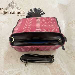 Handmade Floral Sling Bag Block Print Cotton Crossbody <b>Purse</b> Boho Ethnic <b>Small</b> Vegan Leather Bag - Product Image 6