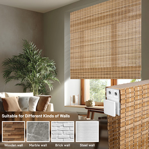 Sinsbest No Drill Sin herramientas Bambú Roman Shades, Oscurecimiento de la habitación Natural Inalámbrico, Protección UV Fácil de instalar Dormitorio <span class=keywords><strong>Cocina</strong></span> - Product Image 2