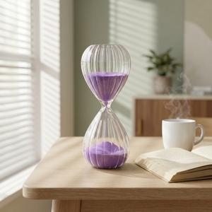 Exquisite Glass Patterned Flat Base Hourglass Sandglass 15Min for Kitchen Cooking Game Party Timing - Product Image 3