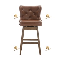 Tabourets de bar pivotants à 360 degrés, tabourets de bar en bois massif, tabourets de bar modernes rembourrés avec dossier, chaises de bar