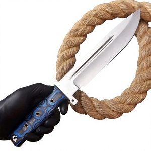 Couteau de chasse et de survie en plein air à lame fixe en acier au carbone fait main, lame en acier inoxydable, manche en bois Pakka, étui en cuir - Product Image 2