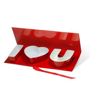 Creative Red Valentine's Day <b>Gift</b> Packaging Idea I Heart U Love Letter Shaped <b>Gift</b> <b>Boxes</b> with Ribbon - Product Image 2