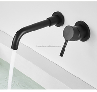 Robinet de salle de bain d'eau chaude froide en laiton chromé moderne/noir mat