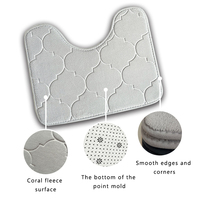 Tapis de bain absorbant en polaire corail, séchage rapide, gaufré, antidérapant, en forme de U, pour toilettes, lavable en machine, tapis moelleux