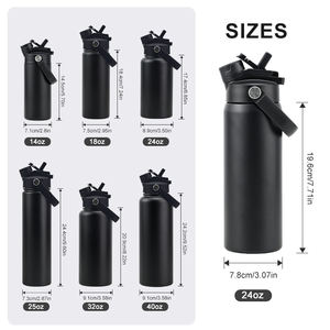 Bouteille d'eau isotherme en acier inoxydable 24oz à double paroi, anti-fuite, avec paille, personnalisable avec logo, pour voyage, sport et gym - Product Image 4