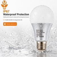 Lámpara LED para Aves de Corral de 48V CC, 7W, IP67, Impermeable, Regulable 0-100%, Bombilla para Granjas Avícolas, para Pollos de Engorde, Ponedoras y Cría