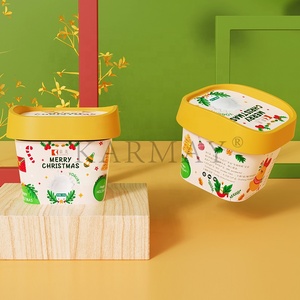 Square 125ml 4oz Christmas Ice Cream plastic cups Bulk Disposable Dessert Cups with lid and Spoon Inside <b>IML</b> <b>label</b> <b>supplier</b> - Product Image 6