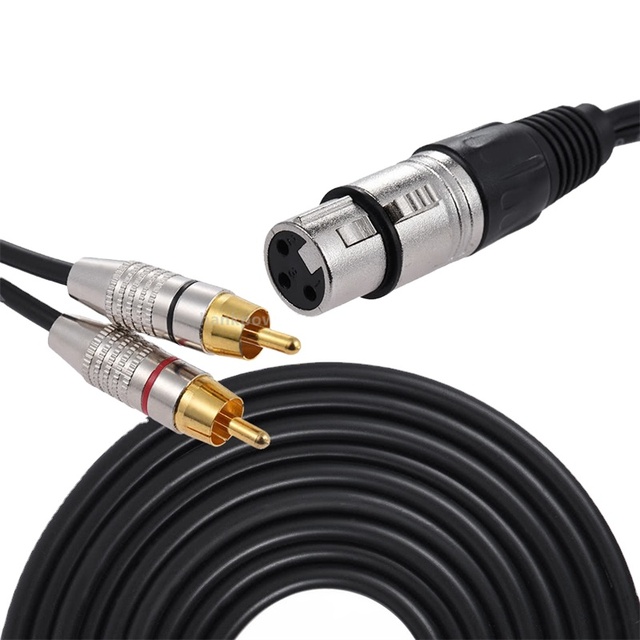 XLR Male/Female to 2 RCA Male Plug Stereo Audio Adapter Cable for Amplifier Mixing