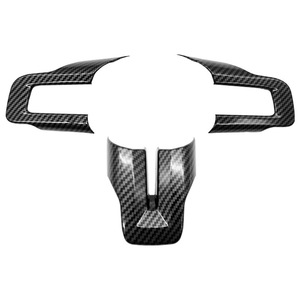 Garniture de volant en fibre de carbone pour Ford Mustang 2015-2023, style racing, matériau ABS, motif noir - Product Image 1