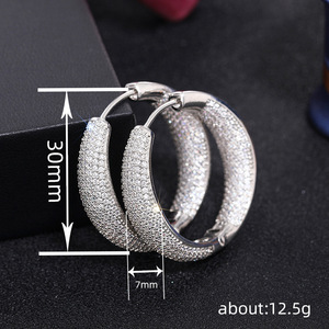 E4170 Orecchini a Cerchio in Oro Bianco, Stile Classico da Donna, Gioielli Raffinati Placcati in Argento Sterling 925 - Product Image 5