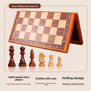 <span class=keywords><strong>Jeu</strong></span> <span class=keywords><strong>d</strong></span>'échecs en bois pliable Yu Sheng International – Échiquier portable <span class=keywords><strong>pour</strong></span> enfants et <span class=keywords><strong>d</strong></span>ébutants – Pièces haut de gamme au design saisissant - Product Image 3