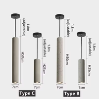 Lampe suspendue LED en béton de style nordique, tube long moderne, pour bar, salon, cuisine, chambre à coucher, décoration industrielle