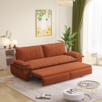 Sofá Cama Extraíble Queen de 73.2 Pulgadas, Sofá Cama Convertible 3 en 1, Sofá Cama Multifuncional de Pana, Naranja
