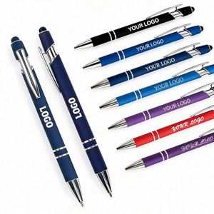 Stylos publicitaires en gros avec logo, fournitures de bureau commerciales, stylos à toucher doux avec revêtement en caoutchouc, largeur d'écriture de 1,0 mm, stylos cadeaux - Product Image 1