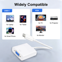 Adaptateur USB-C vers VGA pour ordinateur portable MacBook - Conversion Thunderbolt 3 1080P 60Hz