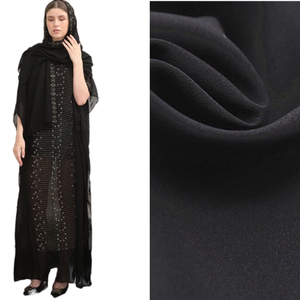 Diskon besar 100% poliester kain Muslin Abaya kain 4 cara peregangan gaya kepar untuk wanita Muslim dan pakaian anak perempuan - Product Image 1