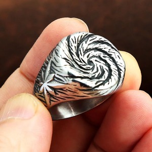yunnique Men's <b>Titanium</b> Steel <b>Ring</b> Spiral Pattern Thumb <b>Ring</b> Punk Style Jewelry Gift - Product Image 2