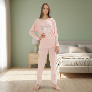 Ensemble de pyjama pour femmes à manches courtes imprimé floral en jersey 100% coton - Product Image 4