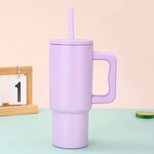 H4.0 40oz Travel <b>Car</b> Tumbler Handle Double Wall Stainless <b>Mug</b> Lid Straw Anti-Slip Custom Color - Product Image 3