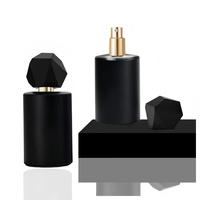 Flacon de parfum cylindrique noir mat de 50 ml personnalisé avec logo, en verre, atomiseur de luxe, sérigraphie, vente en gros