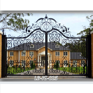 Portail en fer forgé européen peint, ornement pour entrée de villa LB-IG-025 - Product Image 1