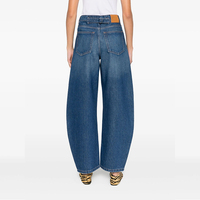 Jean en denim taille haute ample pour femme, style vintage tissé avec boutons simples, personnalisable
