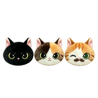 Porte-clés en peluche douce en forme de tête de chat, mignon, en polyester et coton PP, brodé, anti-stress, idéal pour les anniversaires, vente en gros
