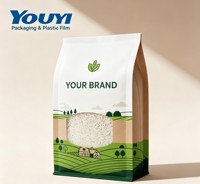 Sac d'emballage en papier kraft pour riz 1kg 2kg 5kg avec fenêtre transparente et design personnalisé pour l'emballage du riz