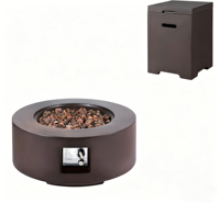 Table de foyer extérieur à gaz 2 pièces, foyer au propane en béton avec couvercle résistant aux intempéries, emballage pour envoi postal