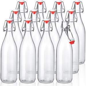 2023 superventas 250g venta al por mayor precio barato redondo Swing Top Easy Cap botellas de cerveza de vidrio transparente - Product Image 1