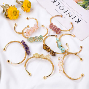 Grosir gelang batu alam kristal putih Amethyst gelang tangan Woven dengan Aksesori kerajinan kristal bungkus sutra