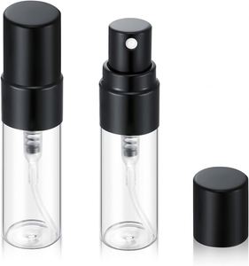 Botella de Perfume de Vidrio Transparente Vacía de 10 ml para Viaje, Dispensador de Muestras de Fragancias y Aceites Cosméticos, Tapa Negra, Difusor de Aroma con Serigrafía - Product Image 1