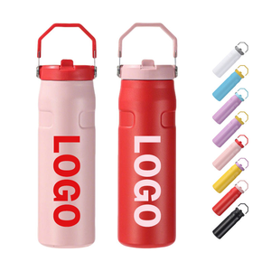 Nouvelle bouteille d'eau isotherme de sport et de voyage de 16 oz et 24 oz, bouteille d'eau en acier inoxydable avec couvercle à paille rabattable - Product Image 5