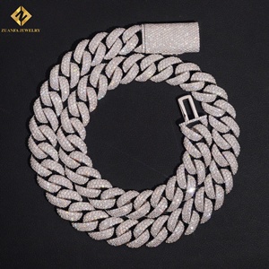 16MM VVS Moissanite Cuban Link <b>Chain</b> Necklace 925 Silver Rhodium Plated Men's Hiphop Style <b>Iced</b> <b>Out</b> <b>Chain</b> Custom Party Necklace - Product Image 1