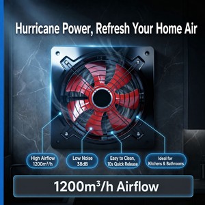 Ventilateur axial mural carré de 12 pouces, 220V, nouveau modèle, faible bruit, échange <span class=keywords><strong>d</strong></span>'air pour atelier, cuisine, ventilateur <span class=keywords><strong>d</strong></span>'évacuation industriel - Product Image 4