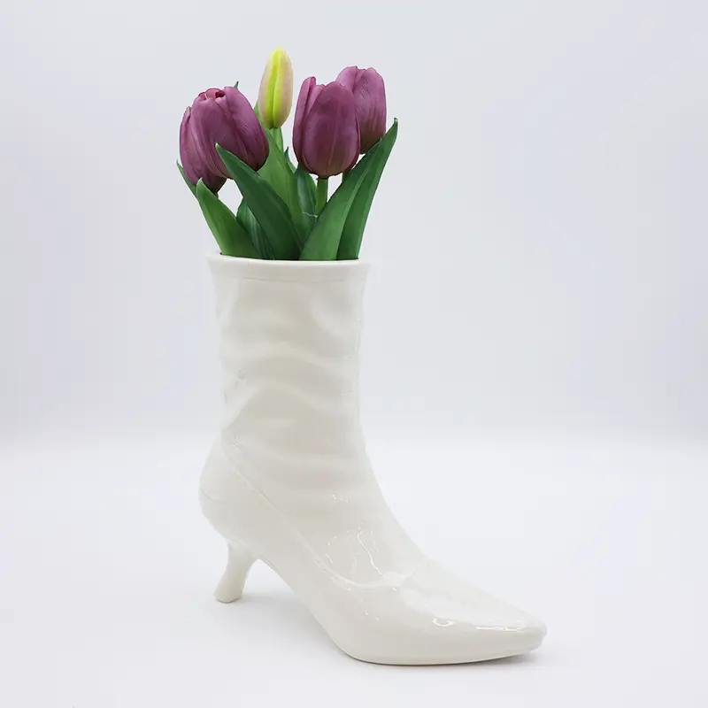 Vase à fleurs en forme de botte créatif personnalisé Vases à bottes en céramique modernes pour la décoration intérieure Vase de décorations de botte à talons hauts