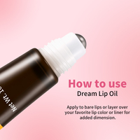 Huile à lèvres repulpante et lissante végane personnalisée à la fraise, hydratante, avec applicateur à bille, sérum teinté pour les lèvres