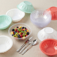 Ensemble de vaisselle de fête en plastique incassable, sans BPA, écologique, compatible micro-ondes, 24 pièces (assiettes et bols), 6 bols à trifle, 5 Qt, couleur personnalisée