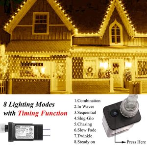 Guirlandes lumineuses LED blanc chaud, connectables, pour extérieur, en forme de filet, pour décorer les arbustes, les pelouses et les jardins. - Product Image 3