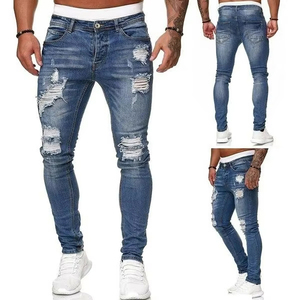 Fabrieksgroothandel Designers Trendy Gewassen Potlood Lange Broeken Zwarte Stretch Jeans Heren Rechte Pijp Gescheurde Denim Slim Fit Jeans - Product Image 2